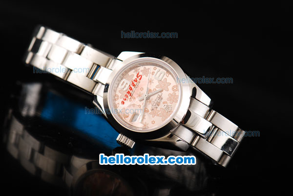 Rolex Datejust Oyster Perpetual Automatic Movement Full Steel with Flower Pattern Dial-Lady Size - Click Image to Close